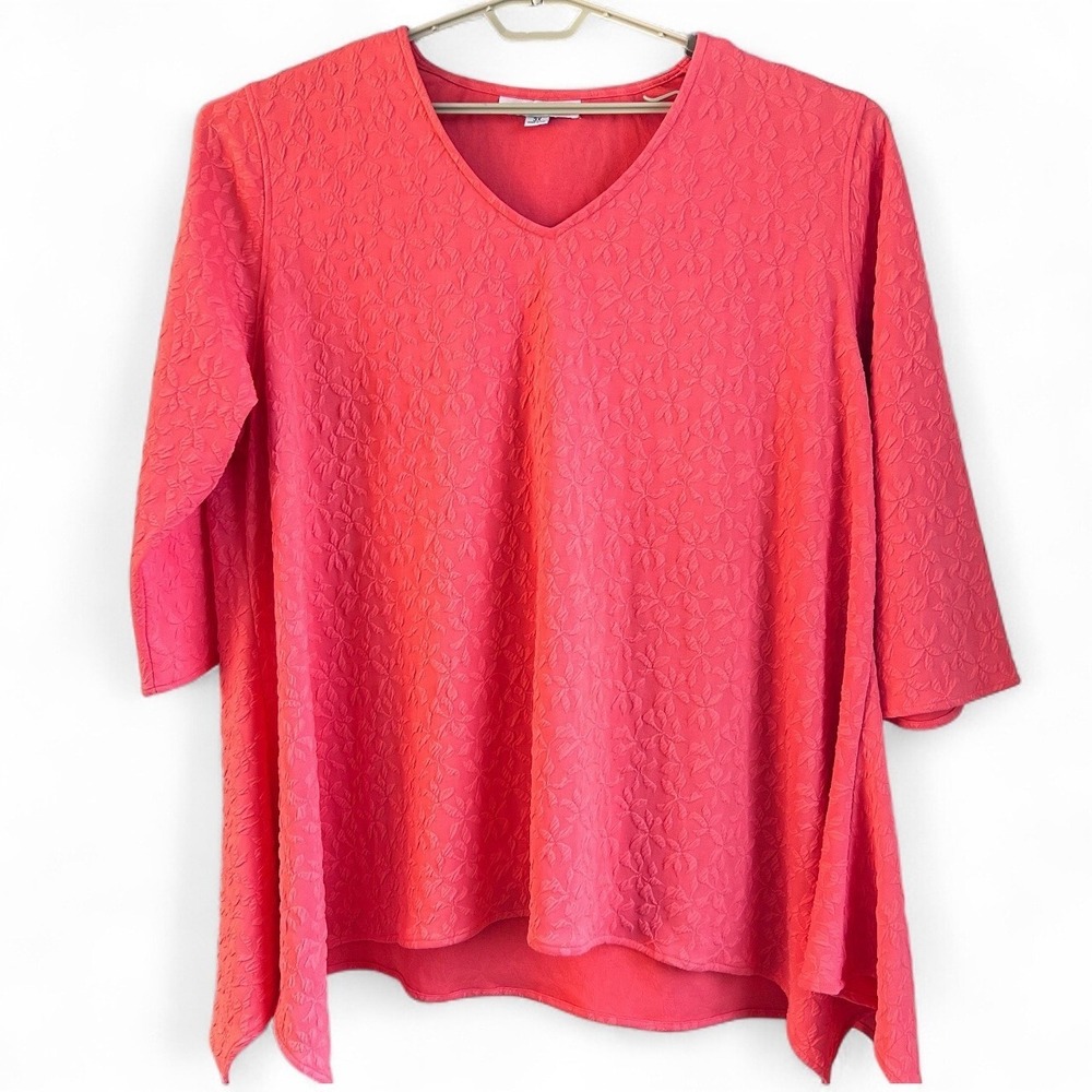 Caroline Rose Tunic Blouse‎ Salmon 3X